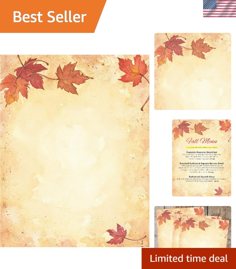 80 Sheets of Vibrant Fall Leaves Letterhead - Perfect for Holiday Invitations 80 Sheets of Vibrant Fall Leaves Letterhead - Perfect for Holiday Invitations