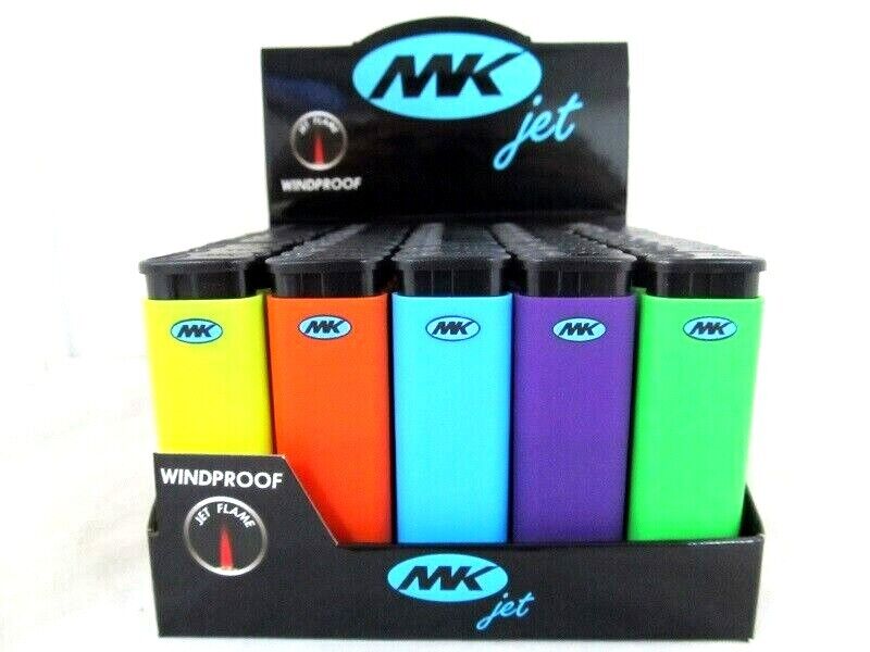 50 Ct MK JET COLOR TORCH  Big Full Size Lighters Refillable Windproof Lighter
