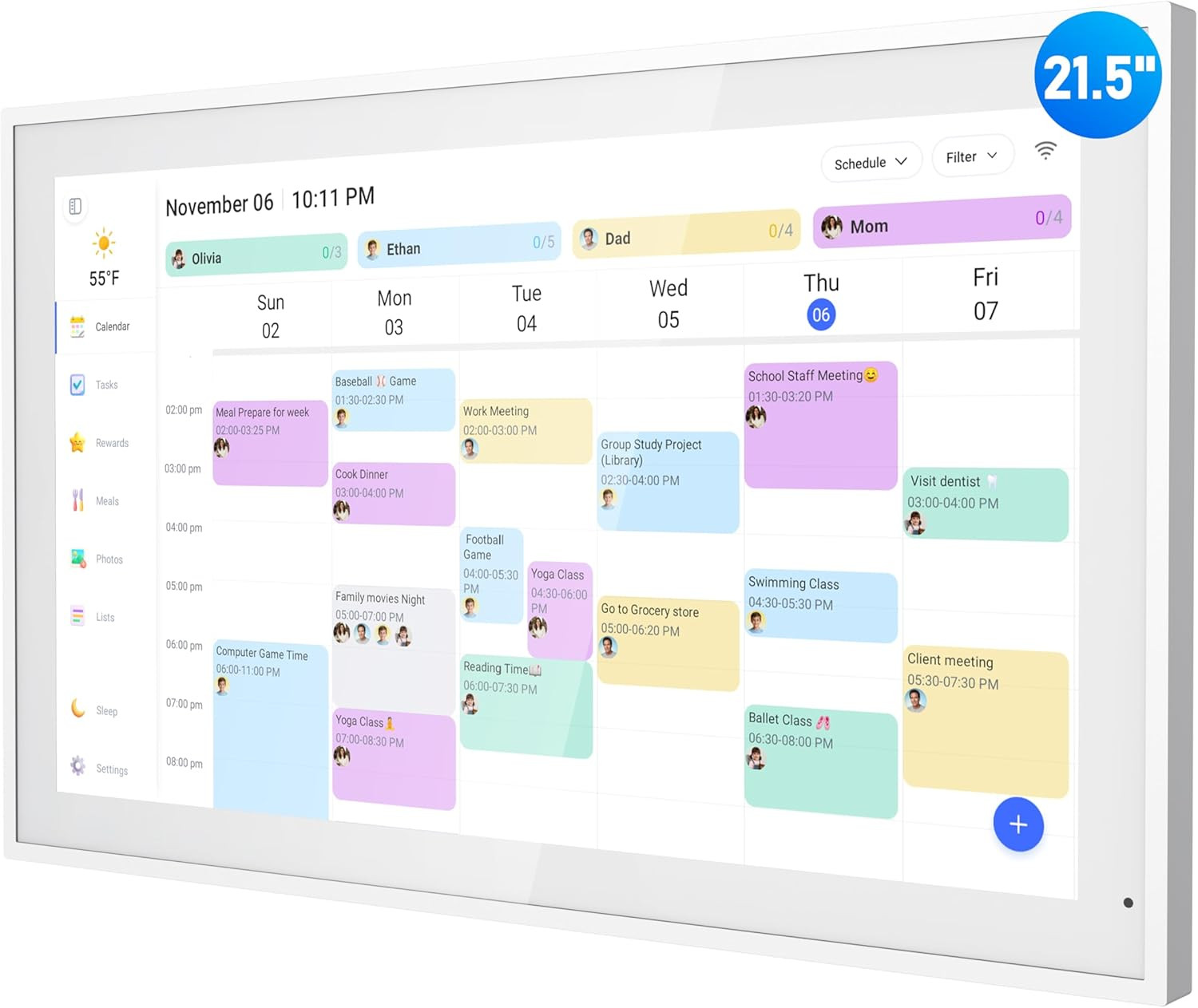 Digital Calendar, 21.5 Inch Electronic Calendar & Chore Chart, Smart Family Orga Digital Calendar, 21.5 Inch Electronic Calendar & Chore Chart, Smart Family Orga
