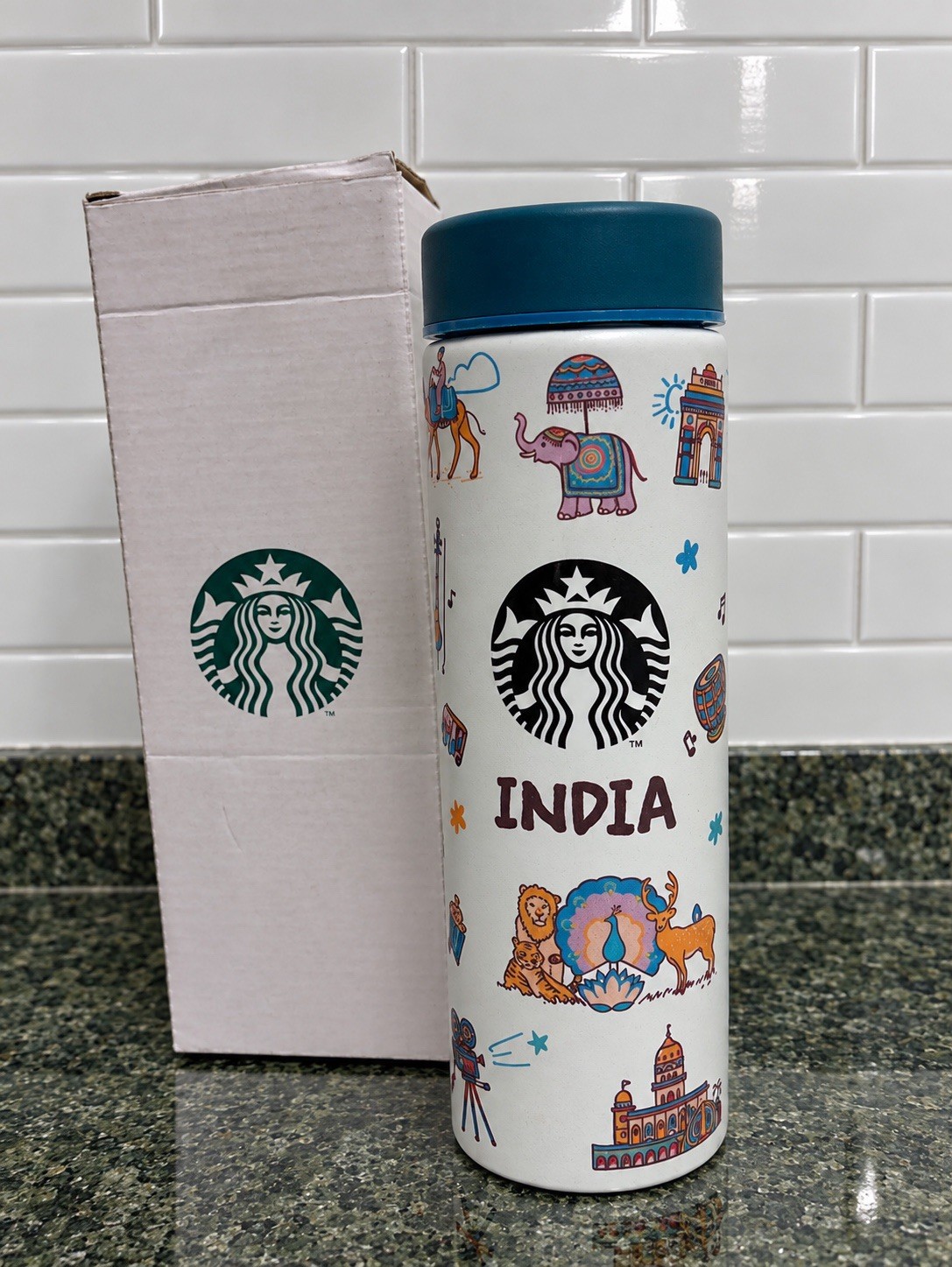 Starbucks “Been There Series” Stainless Tumbler Bottle 17oz 500ml Teal Blue Starbucks “Been There Series” Stainless Tumbler Bottle 17oz 500ml Teal Blue