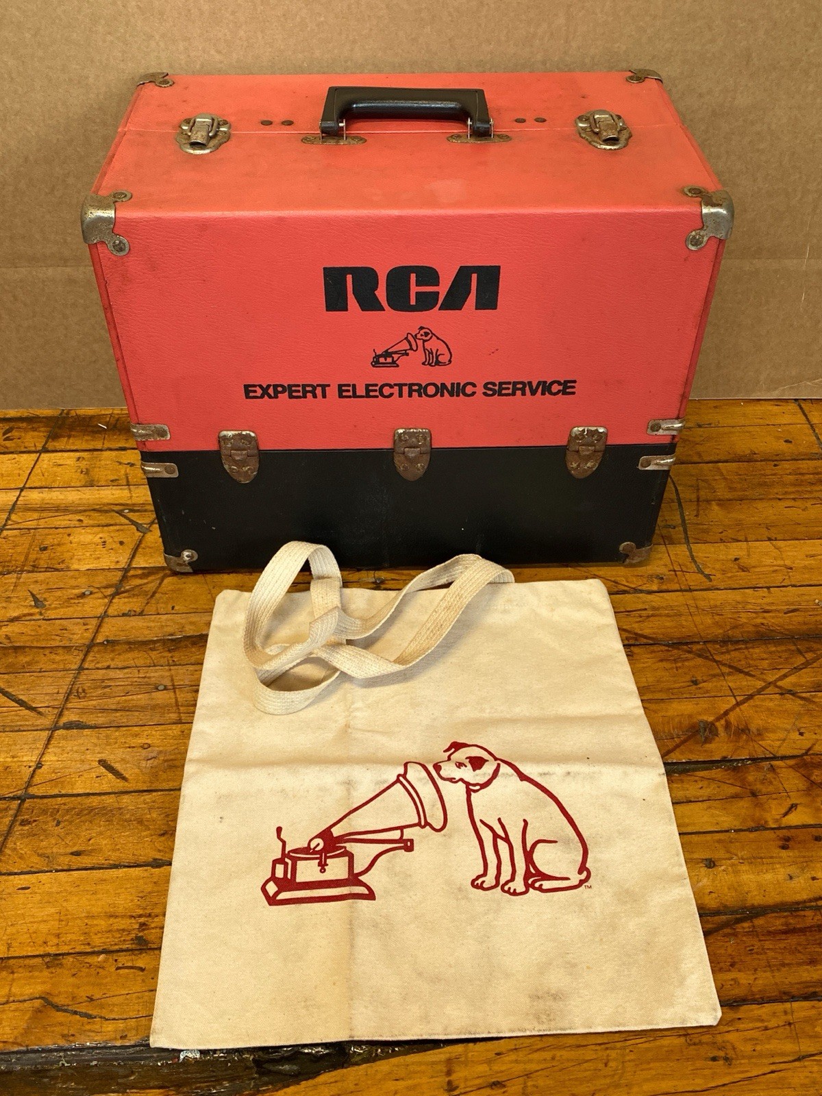 Vintage RCA Expert Electronic Service Vacuum Tube Caddy Case Nipper Tote Bag Vintage RCA Expert Electronic Service Vacuum Tube Caddy Case Nipper Tote Bag