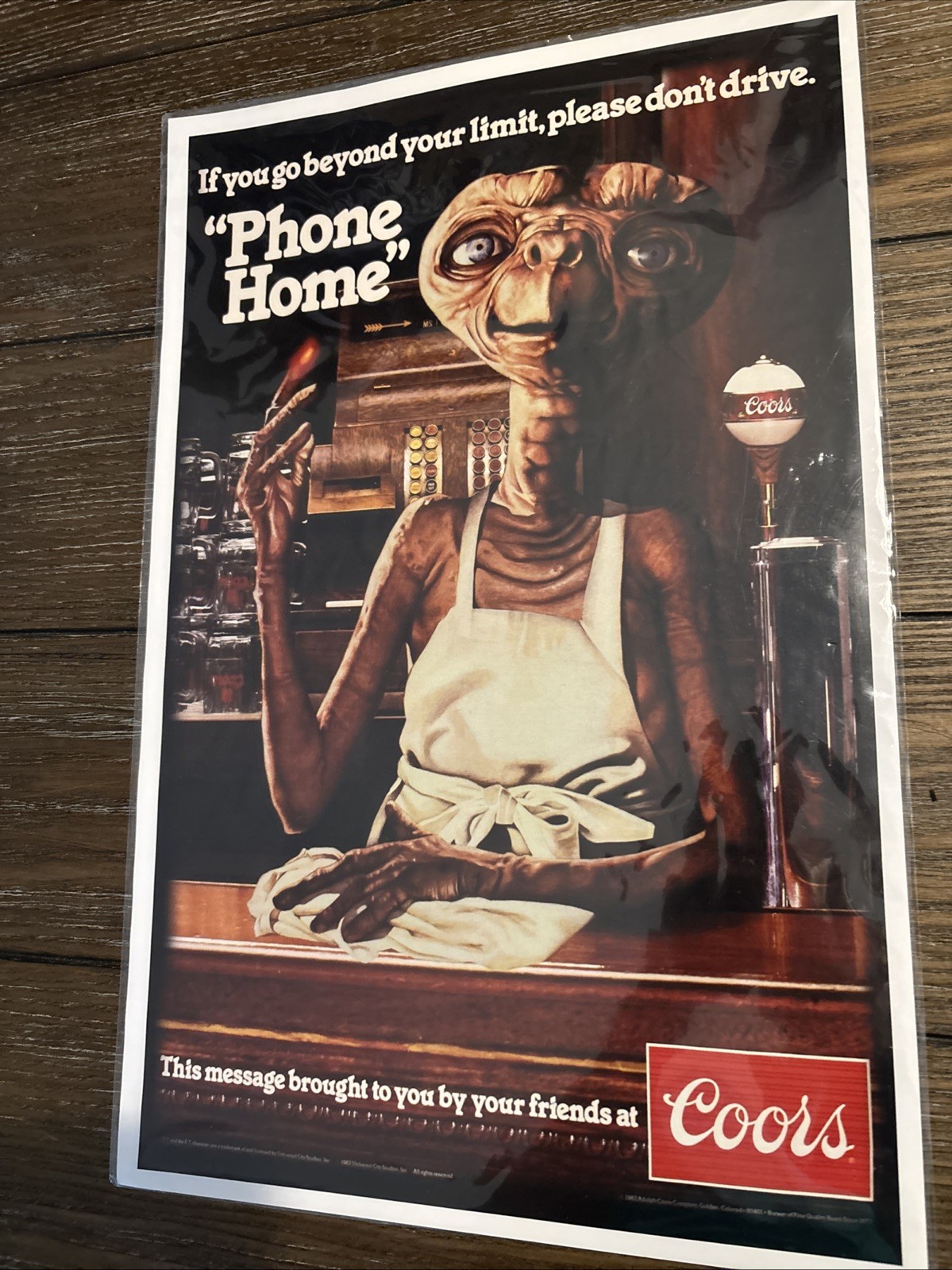1982 Poster Coors & E.T. The Extra-Terrestrial "Phone Home" PSA Ad (11"x 17")