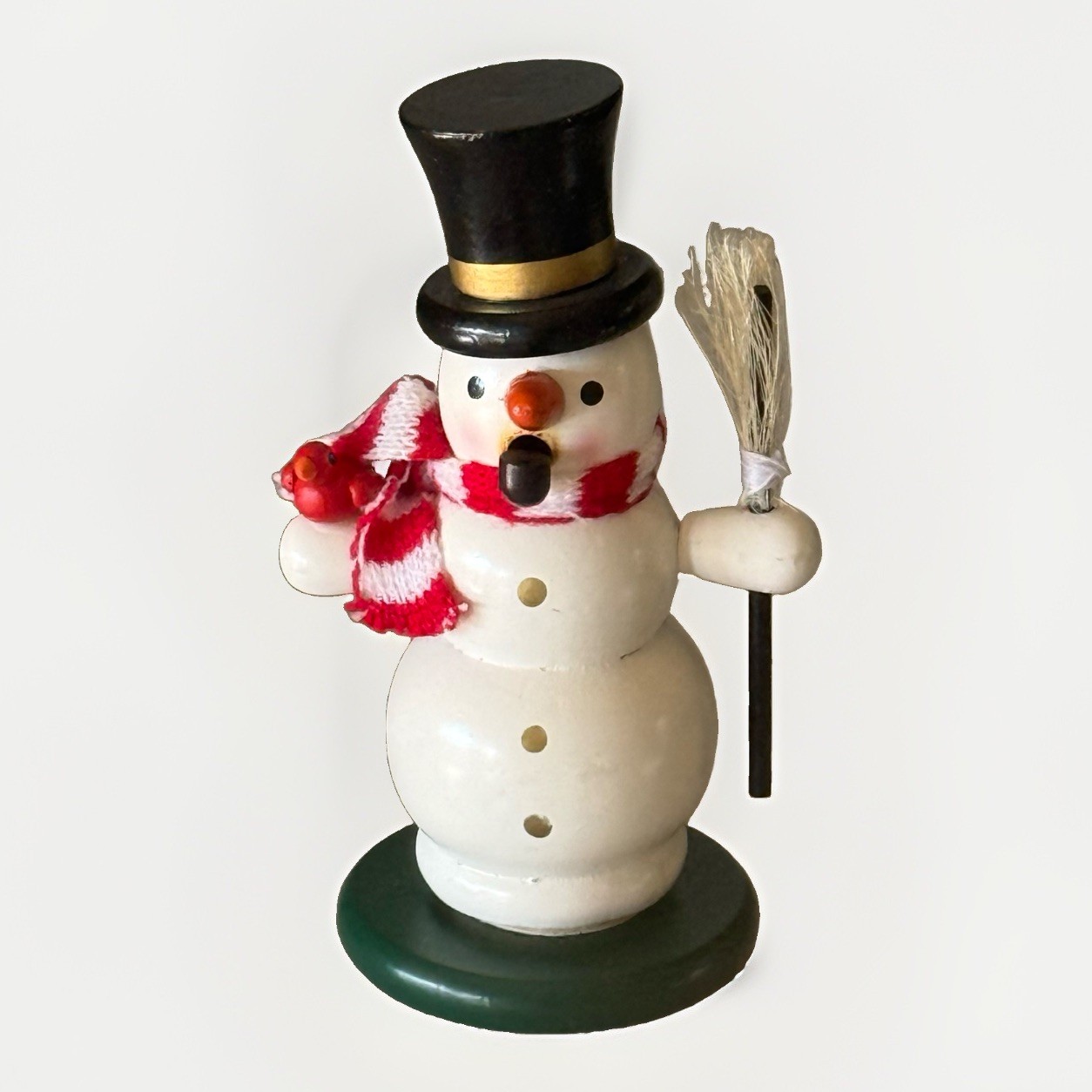 Vintage German Wooden Erzgebirge Snowman Smoker Figure Vintage German Wooden Erzgebirge Snowman Smoker Figure