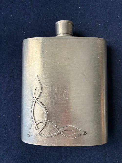 FLASK WITH CELTIC DESIGN MADE BY MULLINGAR PEWTER IN IRELAND 6 OZ