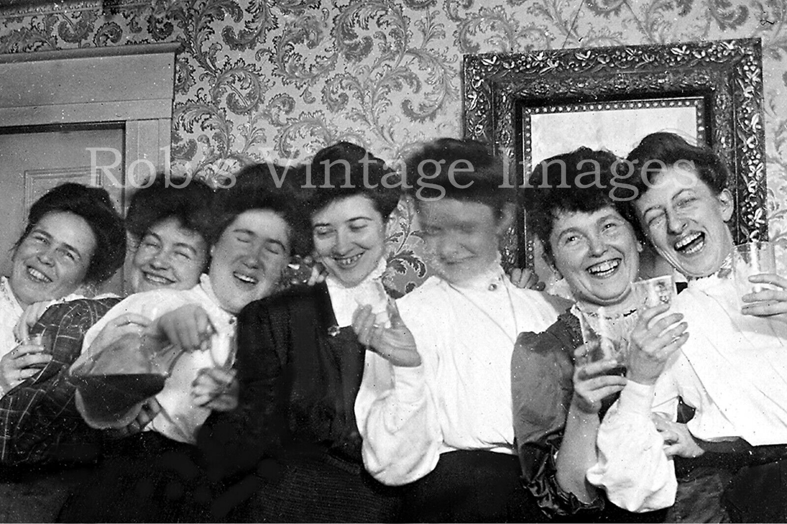 Klondike Old West Brothel Girls Soiled Doves partying drinking wine 1890s photo