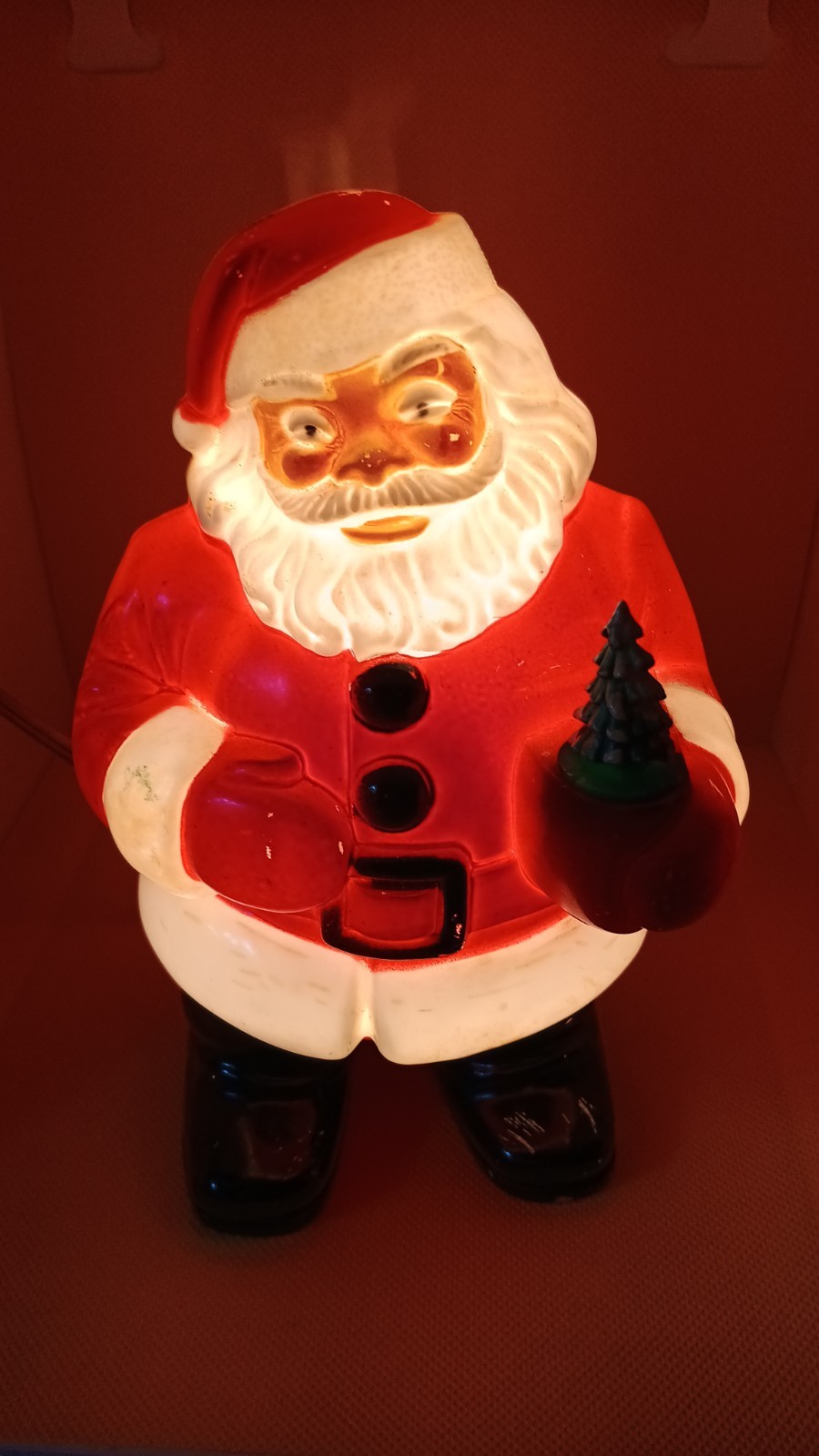 Vintage 1950's Electric Light Up Santa Table Top Works Christmas Decor Vintage 1950's Electric Light Up Santa Table Top Works Christmas Decor