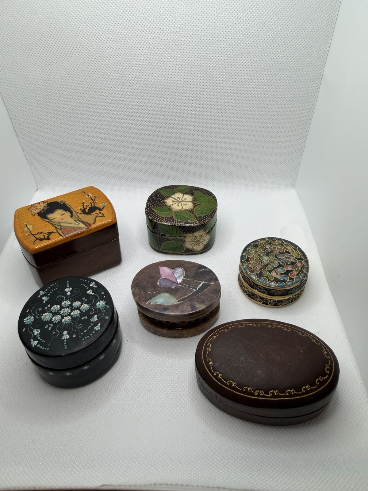 Vintage Miniature Trinket Box Collection 6Pc Made in Italy,India,Cloisonné&Asian Vintage Miniature Trinket Box Collection 6Pc Made in Italy,India,Cloisonné&Asian