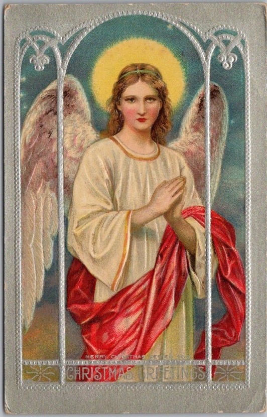 Vintage 1910s CHRISTMAS Embossed Postcard Pretty Angel Girl "Series 403" AMP Co. Vintage 1910s CHRISTMAS Embossed Postcard Pretty Angel Girl "Series 403" AMP Co.