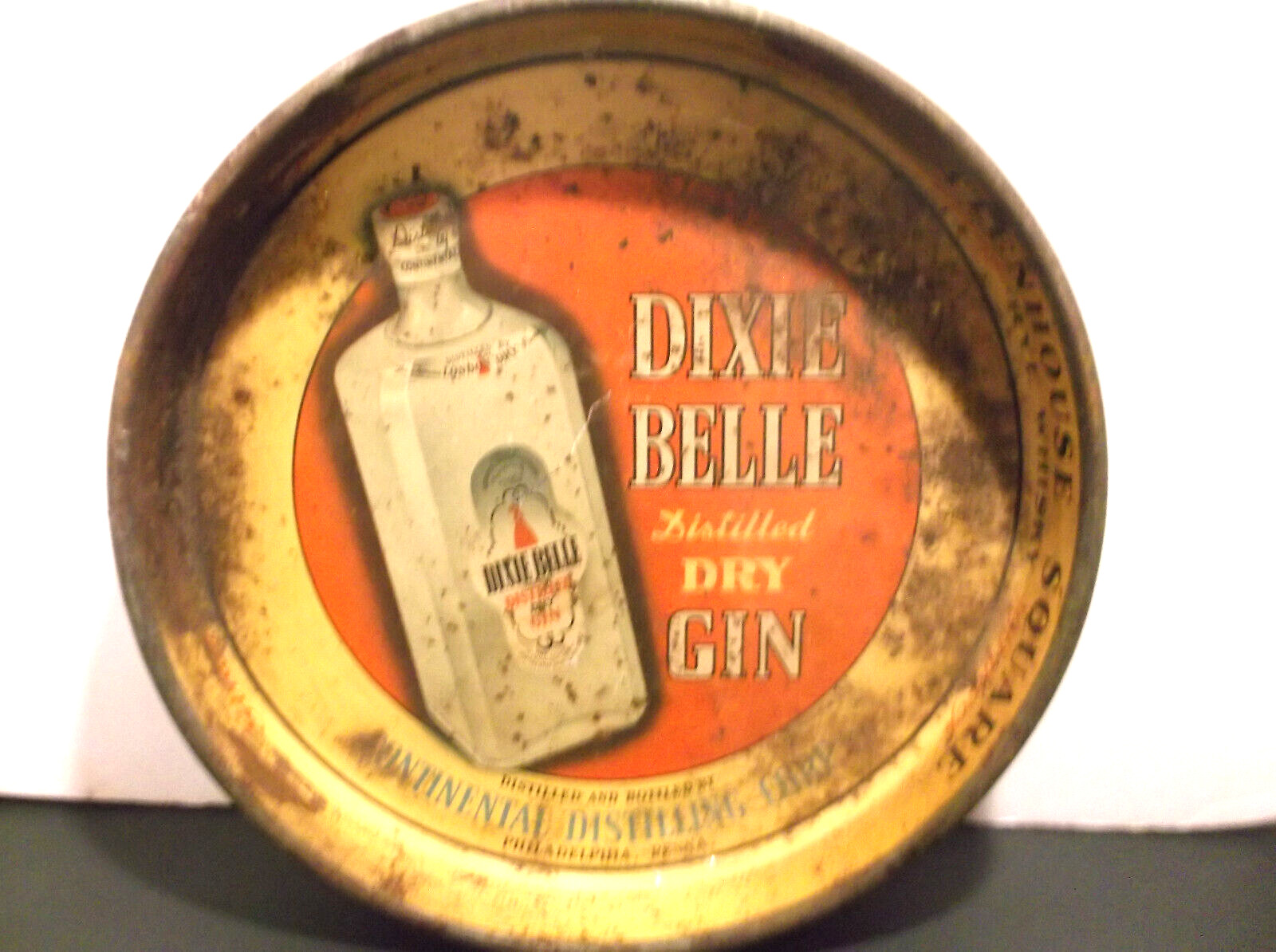 Vintage Serving Tray Dixie Belle Dry Gin Continental Distilling Phila Penn USA Vintage Serving Tray Dixie Belle Dry Gin Continental Distilling Phila Penn USA