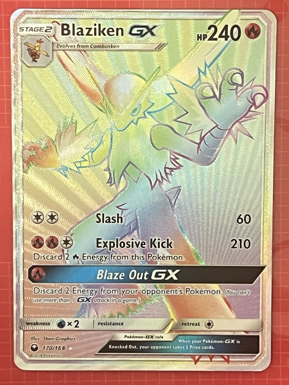 Blaziken GX  Secret Rare 170/168 Pokemon Celestial Storm