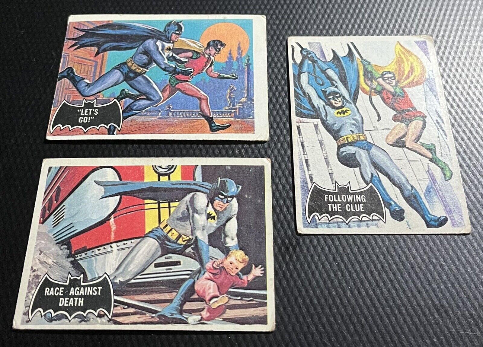 1966 Topps Batman Black Bat 3-Card Lesser Condition Lot - Card #\'s 28, 40 & 53