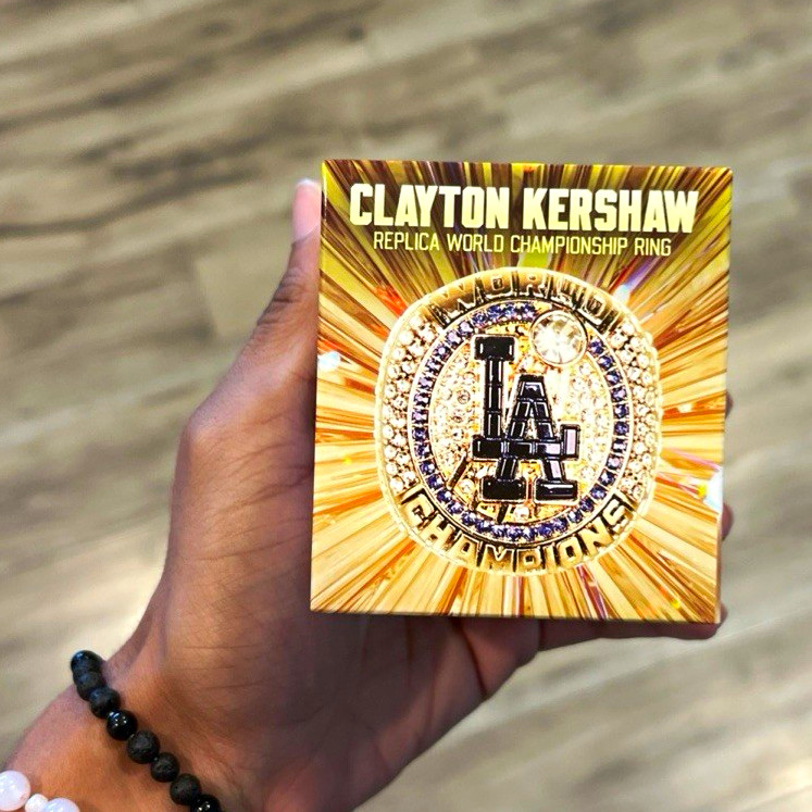 KLOANZ Inc. Clayton Kershaw Dodgers 2020 World Champions Replica Ring Gold/Blue KLOANZ Inc. Clayton Kershaw Dodgers 2020 World Champions Replica Ring Gold/Blue