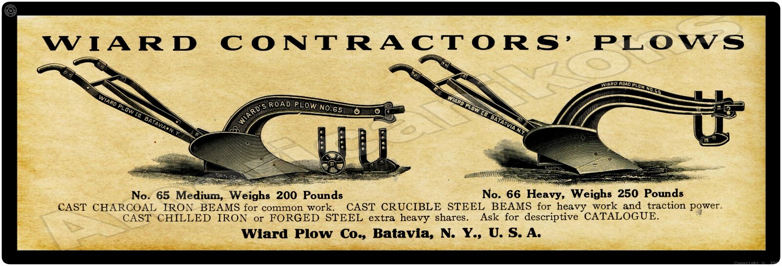 1913 Wiard Plow Co. Batavia, NY NEW Sign 12" x 36" USA STEEL XL Size - 4 LBs 1913 Wiard Plow Co. Batavia, NY NEW Sign 12" x 36" USA STEEL XL Size - 4 LBs