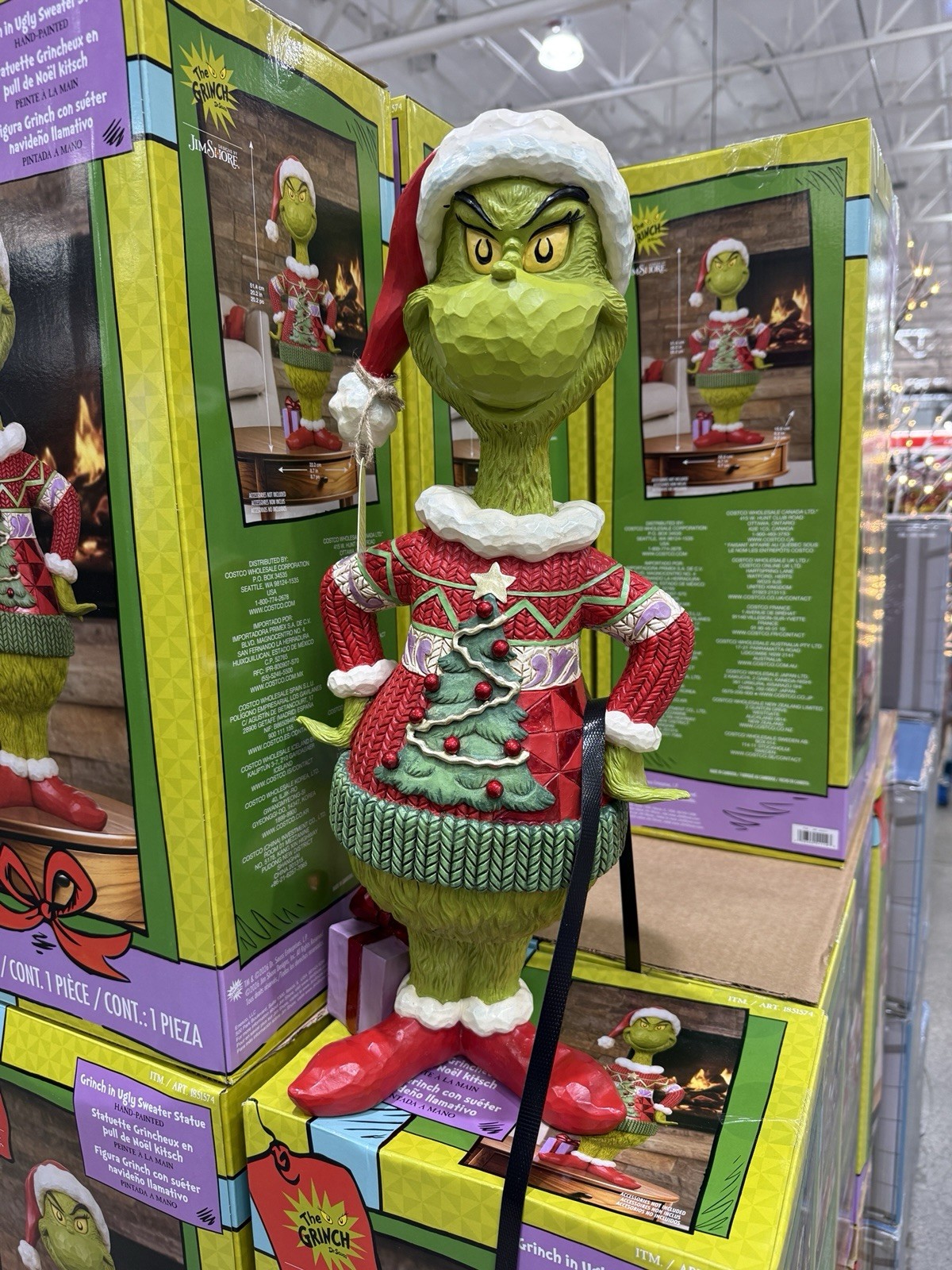 Enesco Jim Shore Grinch Ugly Sweater w/ Present Hand-Painted Resin 20.2" Enesco Jim Shore Grinch Ugly Sweater w/ Present Hand-Painted Resin 20.2"