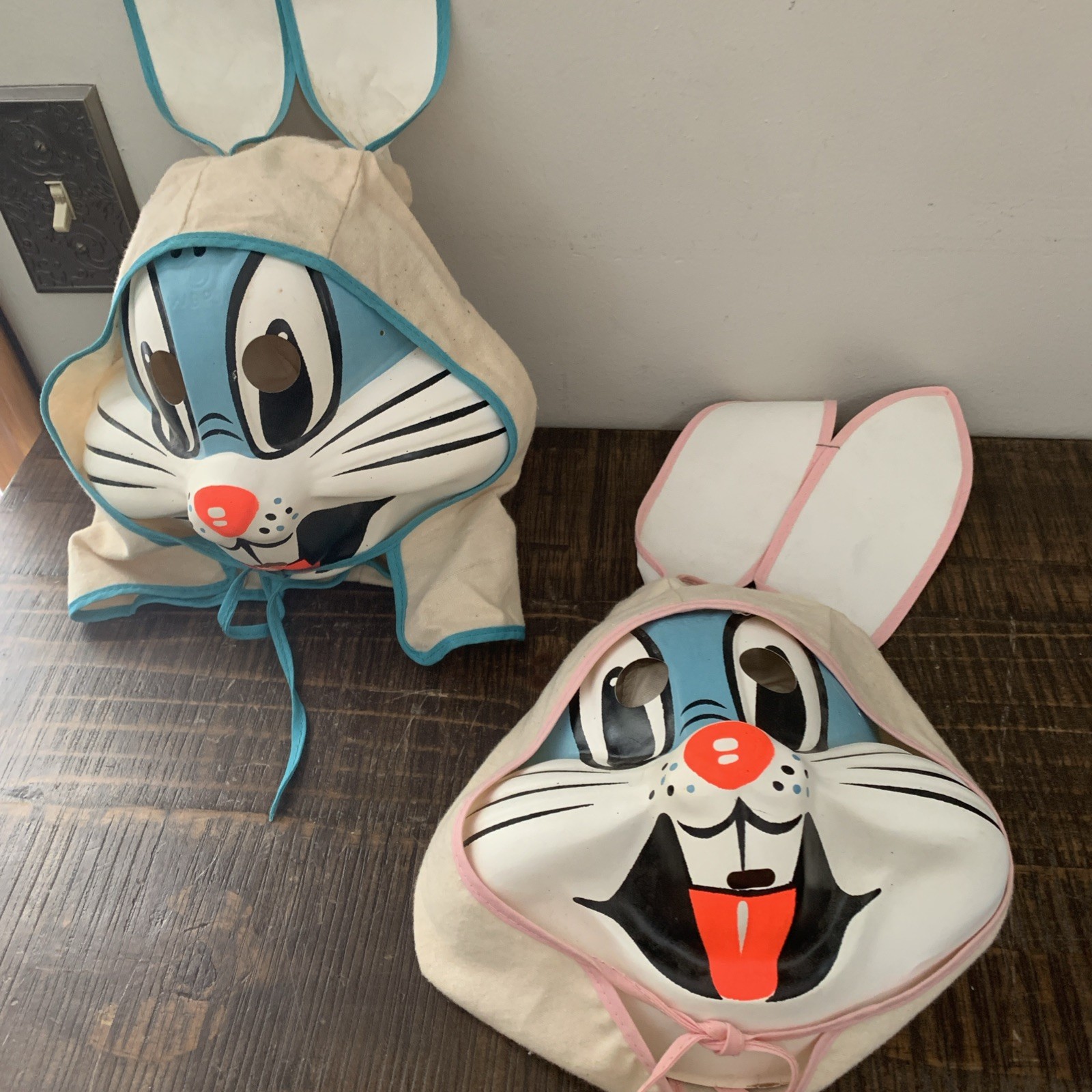Vintage 1968-1970 Collegeville Costumes Kids Bugs Bunny Plastic Masks. Qty 2 Vintage 1968-1970 Collegeville Costumes Kids Bugs Bunny Plastic Masks. Qty 2