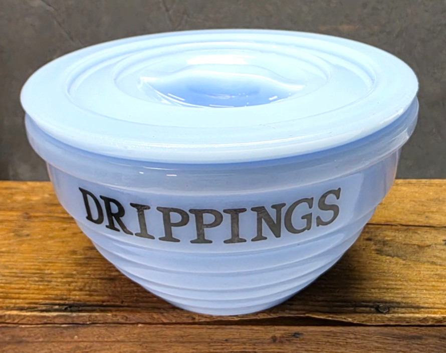 Vintage, Rare, Jeanette DELPHITE BLUE  DRIPPINGS bowl   LID ONLY  4.75" DIAMETER
