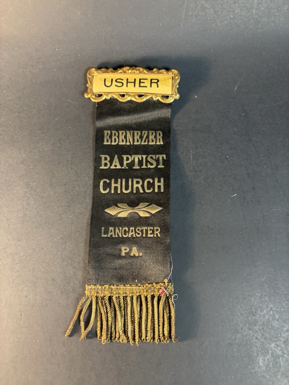 Vintage Antique Ebenezer Babysit Church Lancaster Pa Usher Badge Ribbon Vintage Antique Ebenezer Babysit Church Lancaster Pa Usher Badge Ribbon