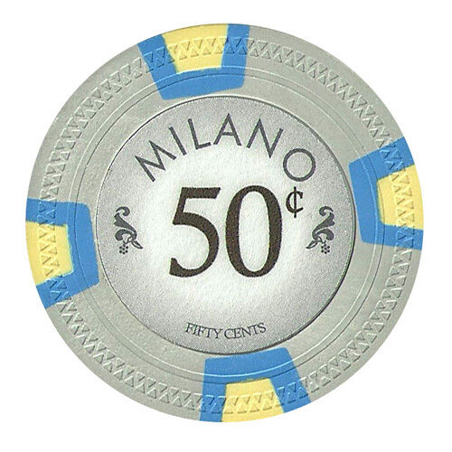 25 Gray 50¢ Cent Milano 10g Clay Poker Chips