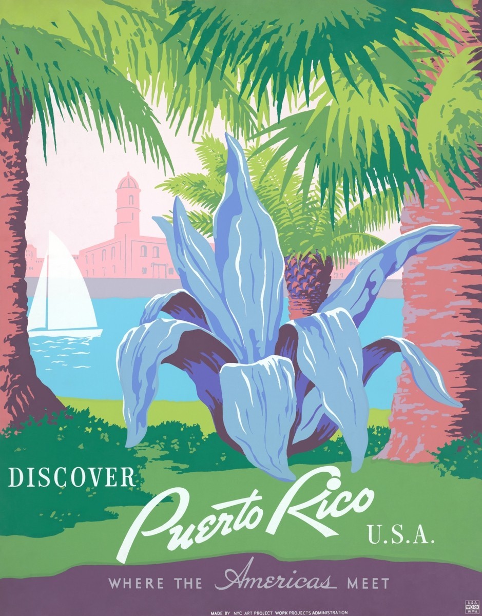 Puerto Rico Vintage United States Travel Advertisement Art Poster 1936-1940