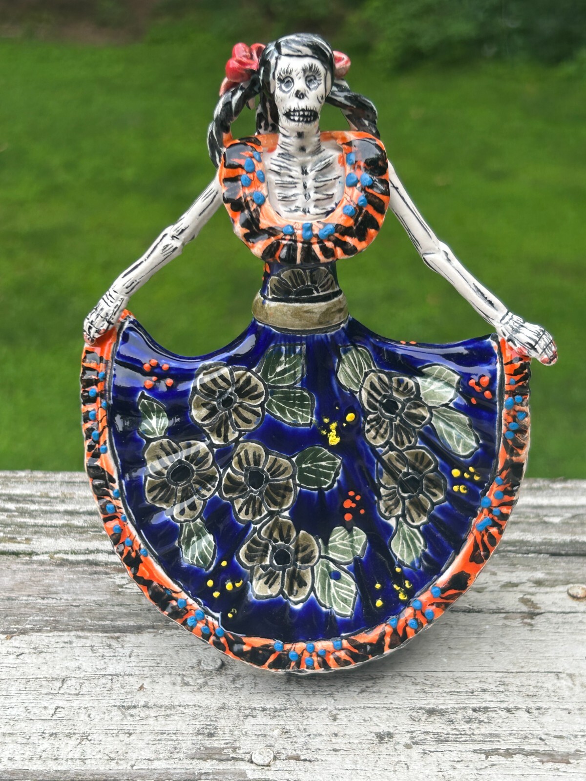 Bailarina Dancer Catrina Mini Talavera Statue 7" Hand Paint Ceramic Mexican A26 Bailarina Dancer Catrina Mini Talavera Statue 7" Hand Paint Ceramic Mexican A26