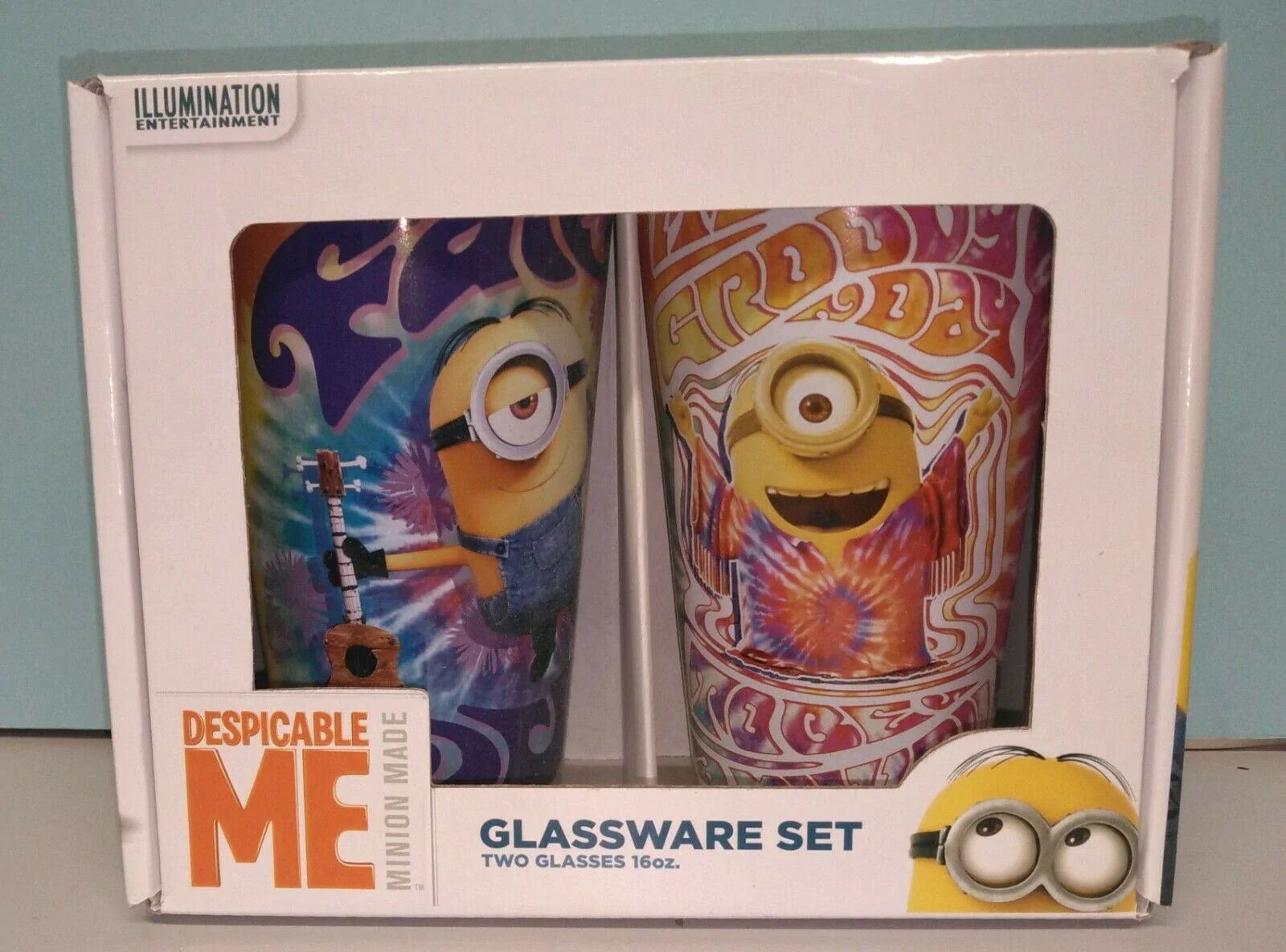 Despicable Me Minion Made 2 pc Glassware Set 16 oz Despicable Me Minion Made 2 pc Glassware Set 16 oz