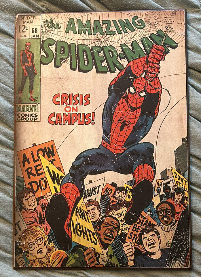 The Amazing Spider-Man #68 Comic Print WOODEN WALL ART Marvel COMICS 19\