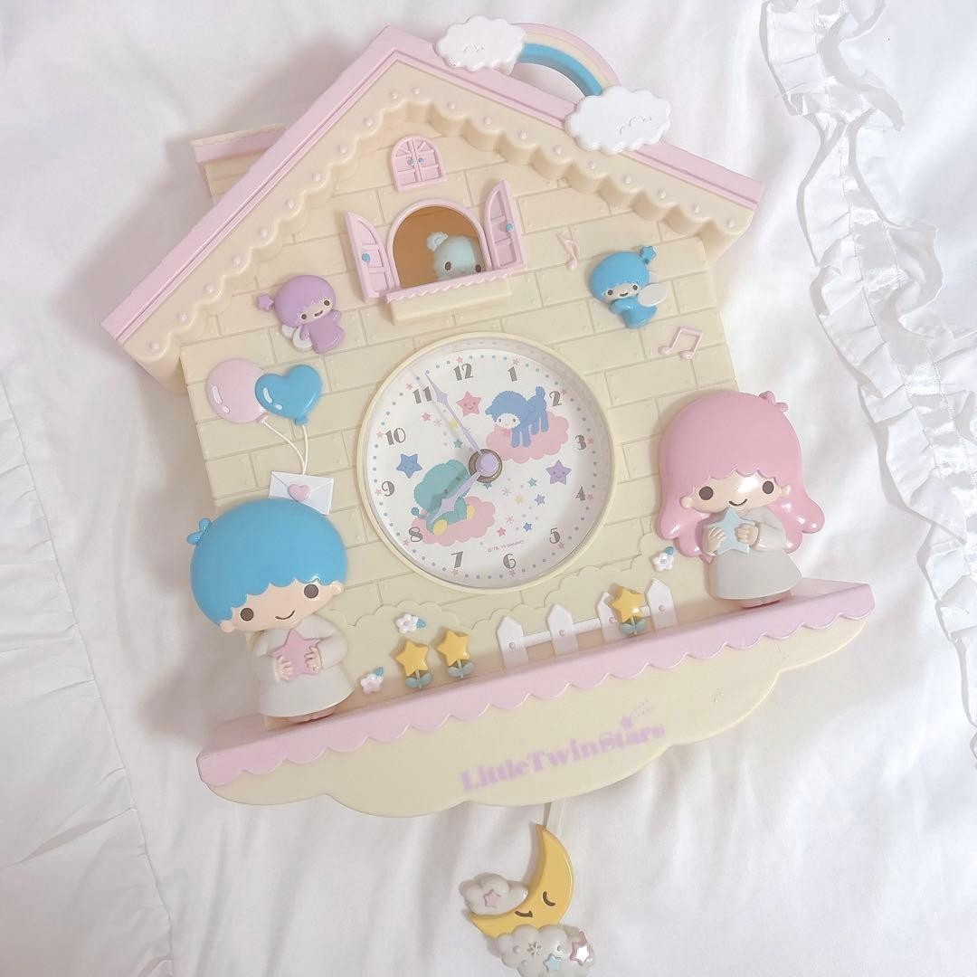 RARE retro Sanrio Little Twin Stars Kikirara Pendulum Wall Clock 2015 Vintage RARE retro Sanrio Little Twin Stars Kikirara Pendulum Wall Clock 2015 Vintage