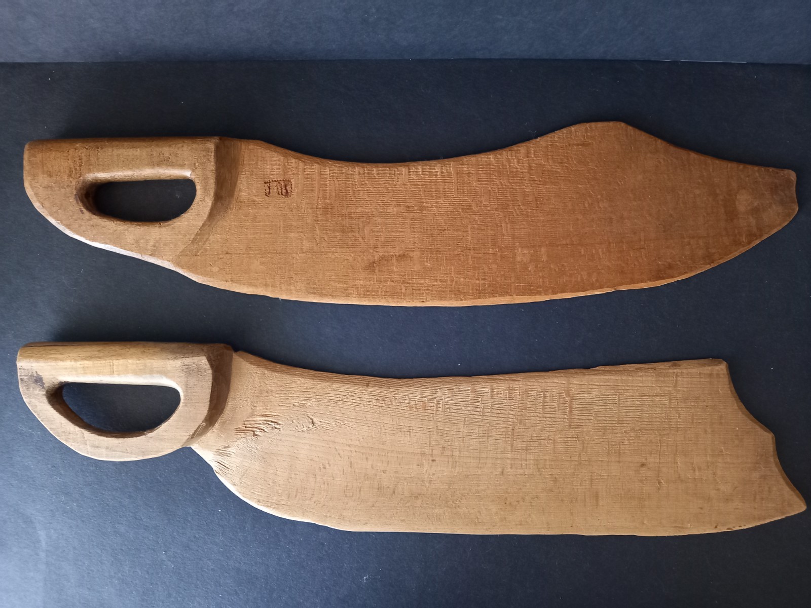 Antique Scandinavian wooden linen processing knives, 2 pcs., 19th century. Antique Scandinavian wooden linen processing knives, 2 pcs., 19th century.