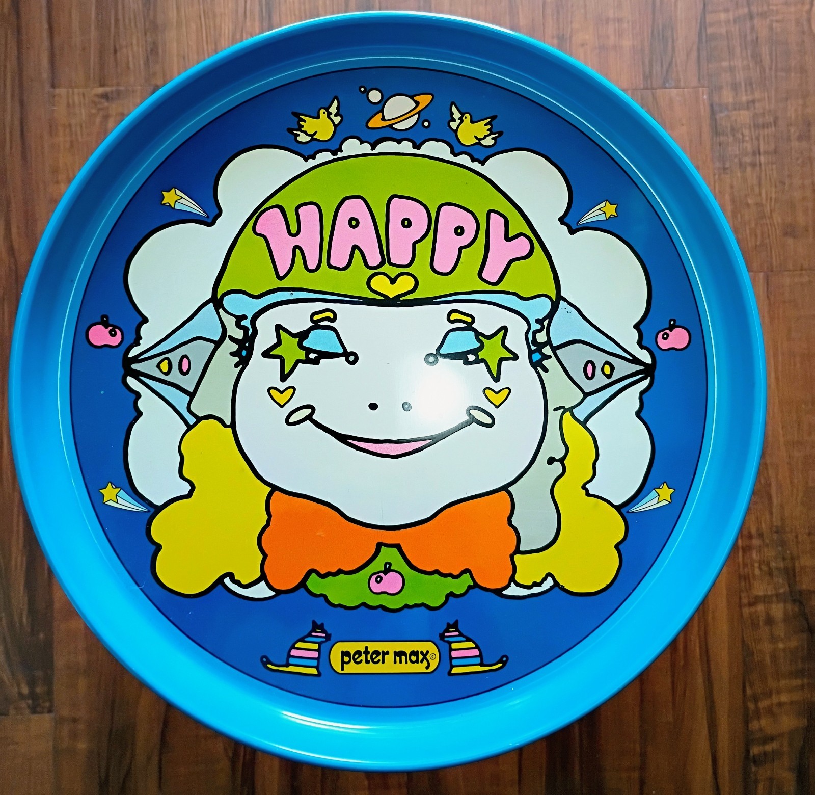 Vintage Peter Max Vintage 1960's "Happy" Metal Serving Tray Vintage Peter Max Vintage 1960's "Happy" Metal Serving Tray