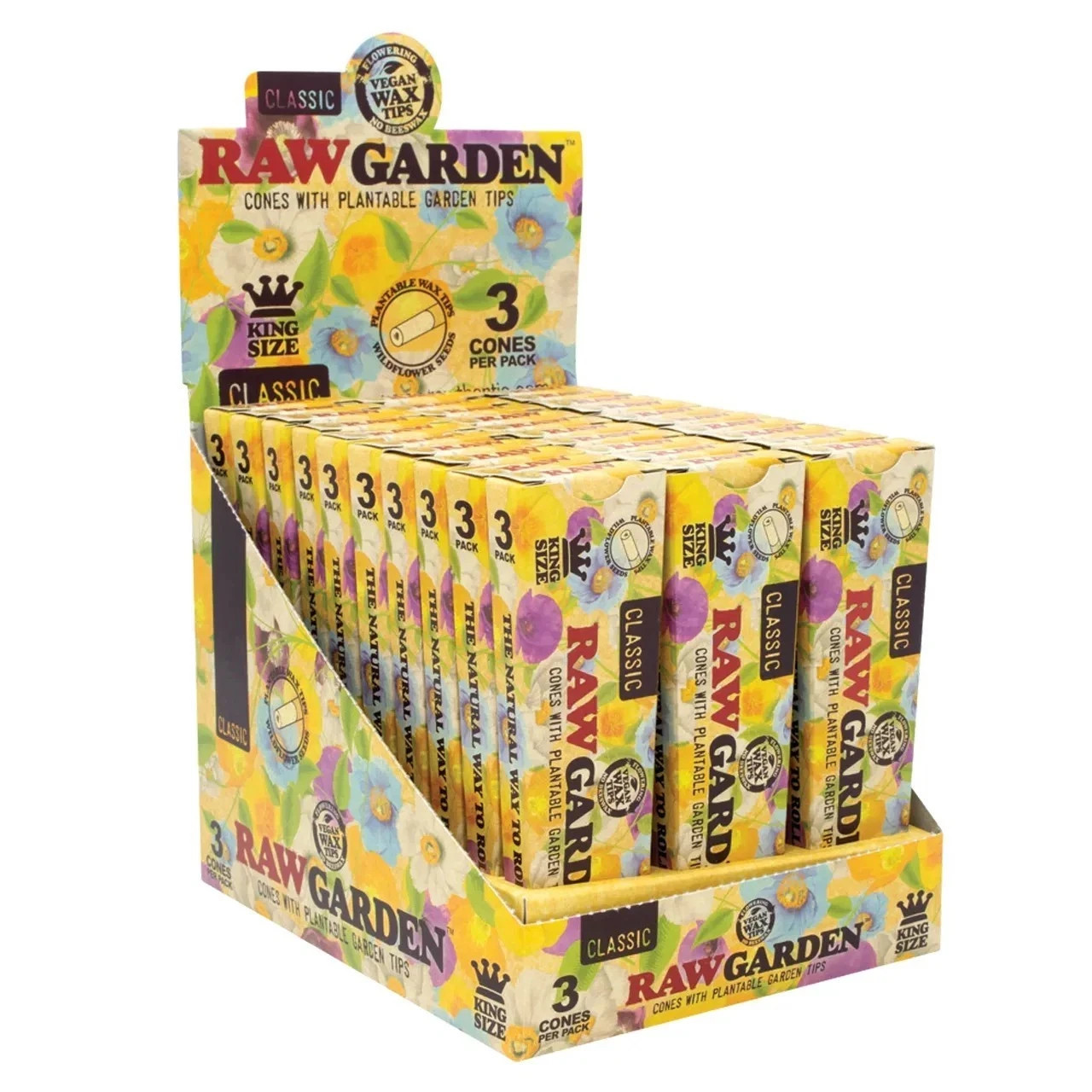 RAW Garden Cones with Wax tip King Size - 5 Packs 15 Cones total RAW Garden Cones with Wax tip King Size - 5 Packs 15 Cones total