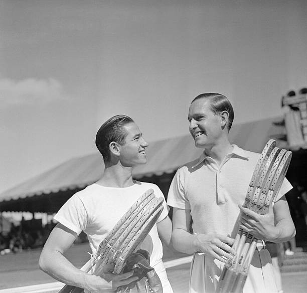 Bobby Riggs of California Baron Gottfried Von Cramm of Germany pic- Old Photo