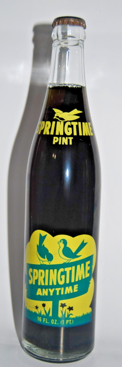 Vintage Springtime Anytime Soda Bottle - FULL & SEALED - 1 Pint Sheboygan, WI