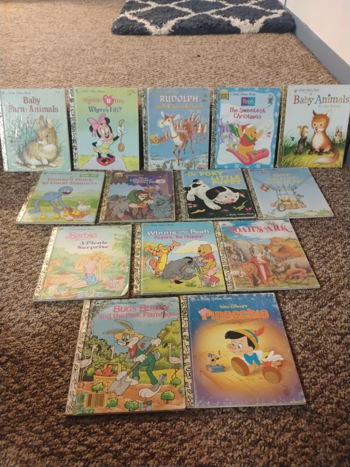 Lot 14 Vintage Little Golden Books Barbie Minnie Poky Puppy Bugs Bunny Pooh READ