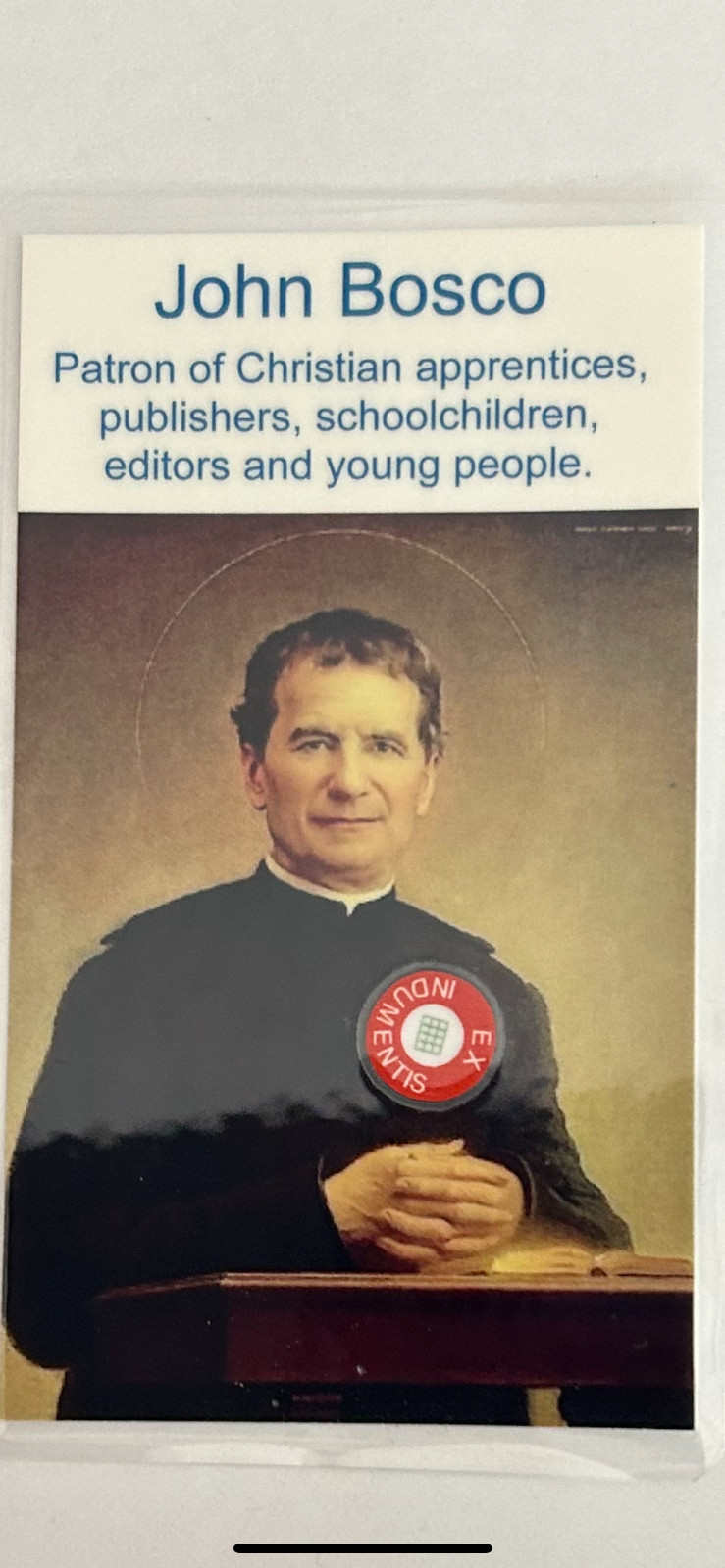 Saint John Bosco  3rd Class Relic Card