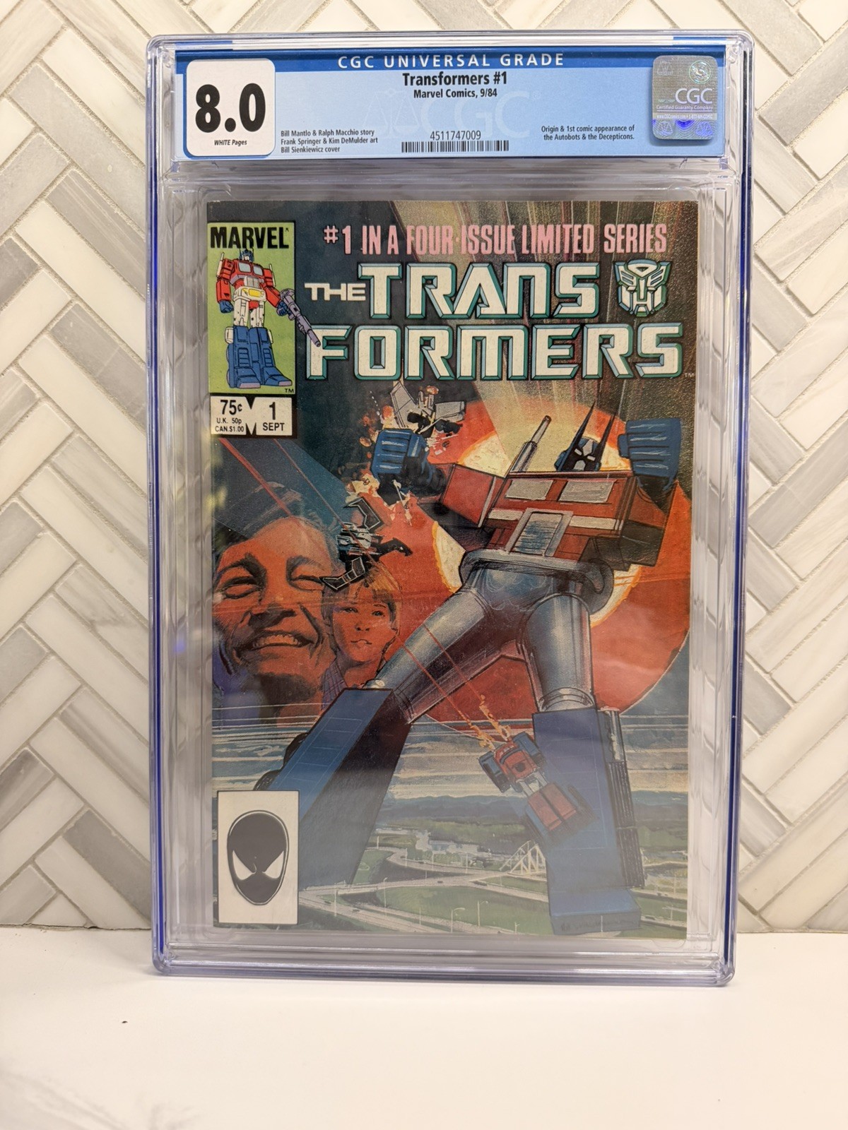 Transformers # 1 CGC 8.0 1984 - 1st App of Autobots & Decepticons WHITE PAGES