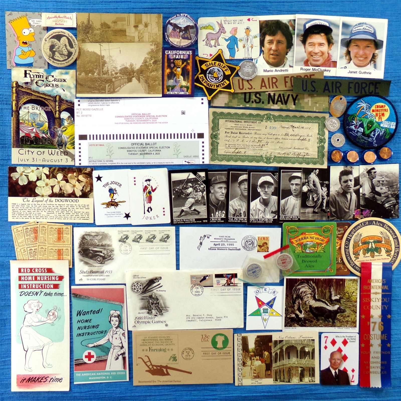 Vintage USA Ephemera 50+ Mixed Cards Stamps Pins Ads Patches Odd Junk Drawer Lot Vintage USA Ephemera 50+ Mixed Cards Stamps Pins Ads Patches Odd Junk Drawer Lot