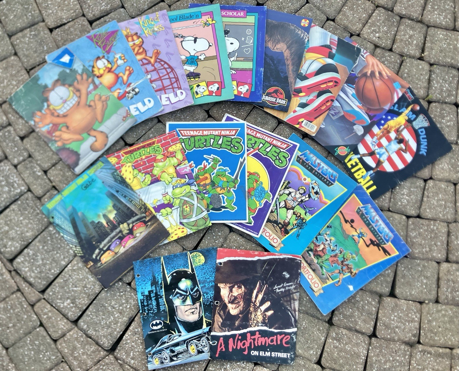Vintage Lot 70s 80s 90s School Folders TMNT MOTU Batman Garfield Sneaks Snoopy