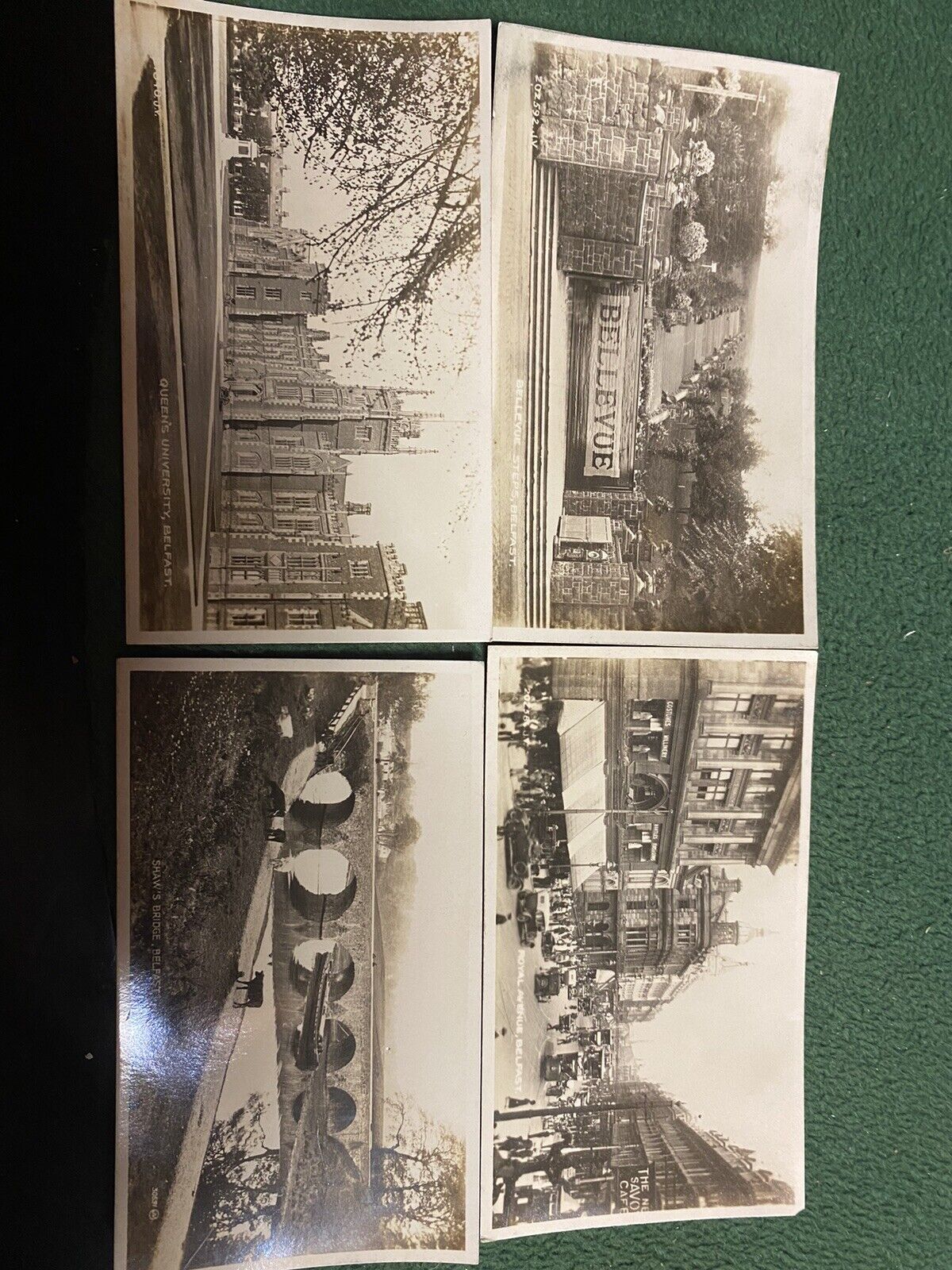 vintage real picture X4 of Belfast Royal Ave. , Queens university ect., Shaws,