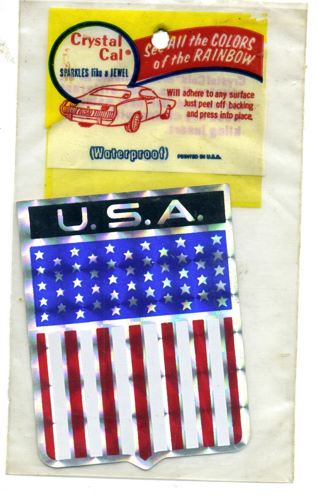 vtg prismatic sticker USA crest America flag pride liberty American