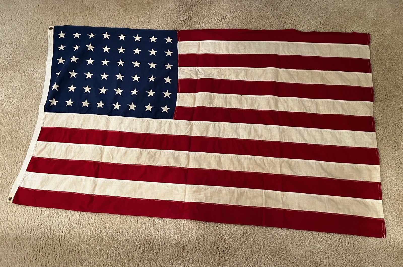 Vintage 48 Star American Flag 33" x 57" Sewn Stripes & Canton Printed Stars Vintage 48 Star American Flag 33" x 57" Sewn Stripes & Canton Printed Stars