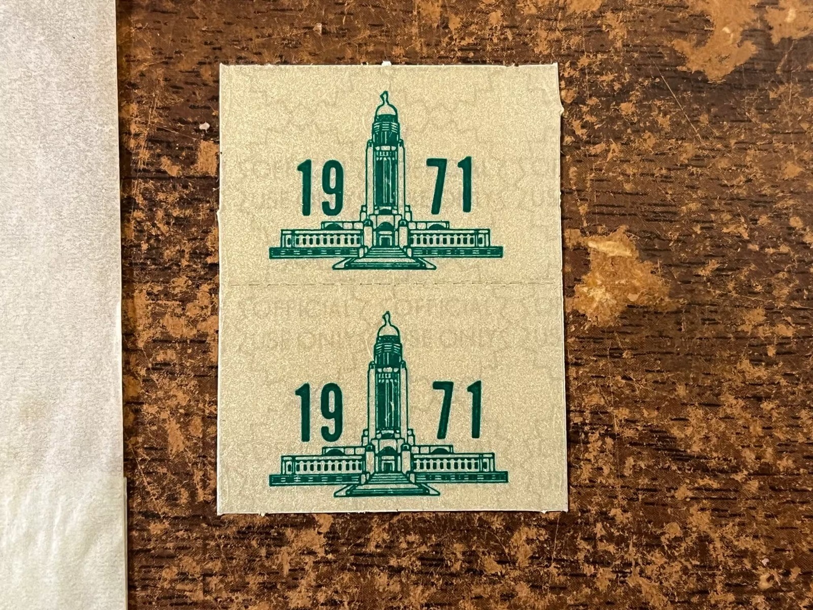 AUTHENTIC 1971 Nebraska License Plate Validation Stickers PAIR / SET - For 1969 AUTHENTIC 1971 Nebraska License Plate Validation Stickers PAIR / SET - For 1969