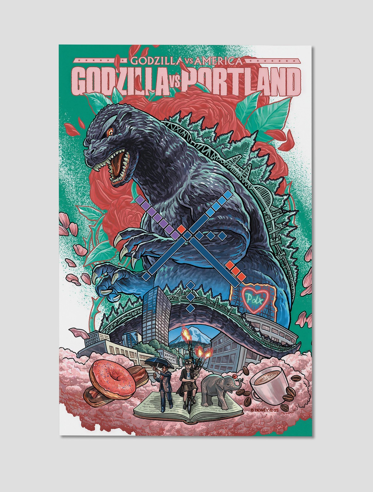 Godzilla vs. America: Portland #1 Premium Giclee Print Poster 11x17 Wall Art Godzilla vs. America: Portland #1 Premium Giclee Print Poster 11x17 Wall Art