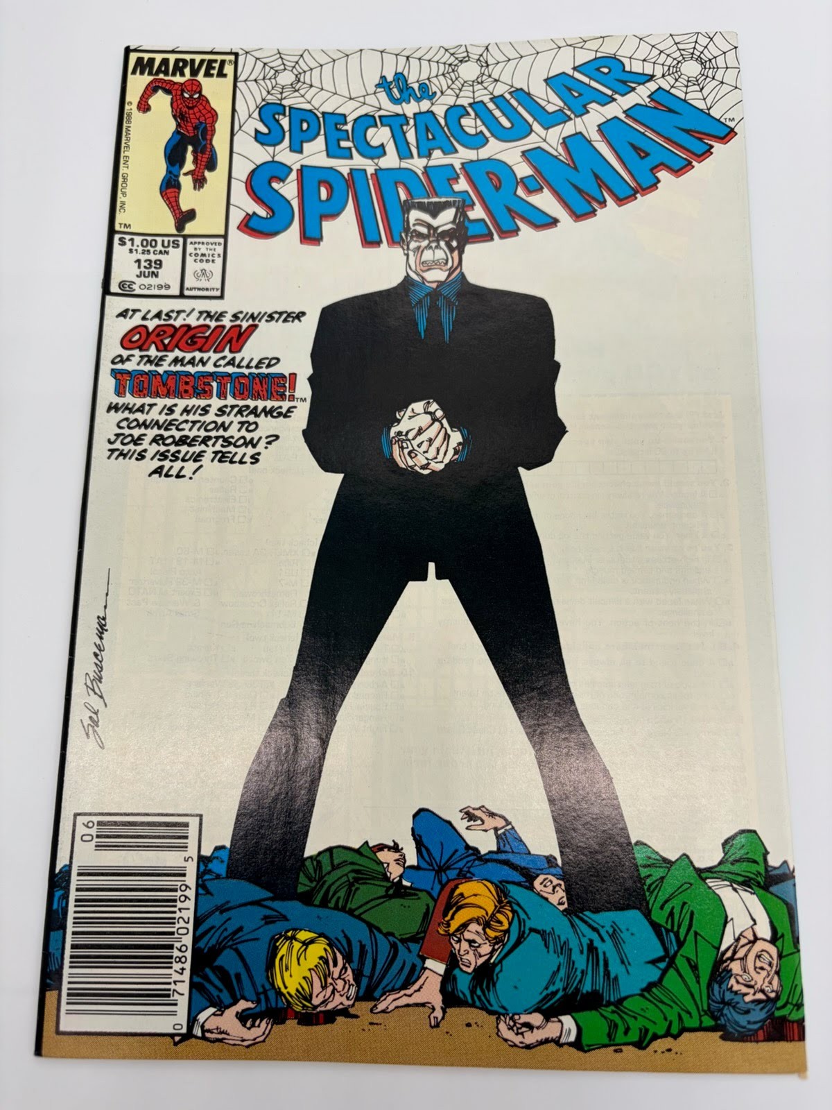 Spectacular Spider-Man #139 1988 Marvel Newsstand Tombstone Origin Joe Robertson