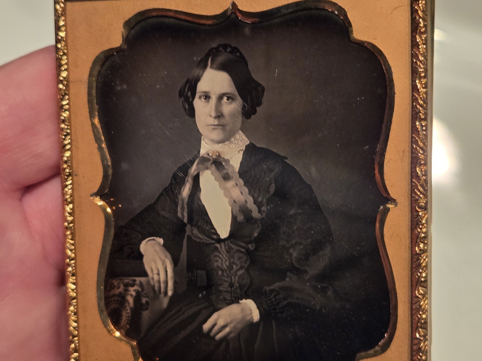 6th plate daguerreotype of elegant woman w/ no case some buffing 6th plate daguerreotype of elegant woman w/ no case some buffing