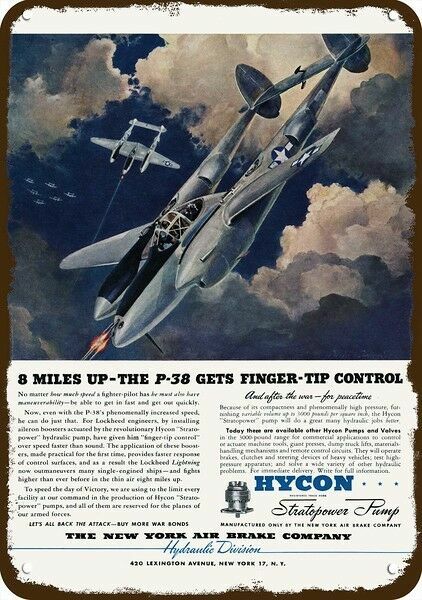 1944 Lockheed P-38 Lightening Fighter Airplane DECORATIVE REPLICA METAL SIGN 1944 Lockheed P-38 Lightening Fighter Airplane DECORATIVE REPLICA METAL SIGN