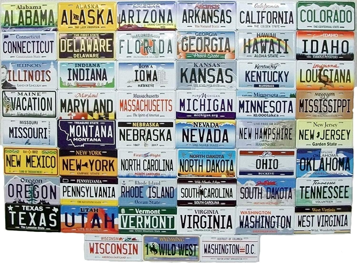All 50 State License Plate Metal Novelty Fridge Magnets Plus Washington D.C. All 50 State License Plate Metal Novelty Fridge Magnets Plus Washington D.C.