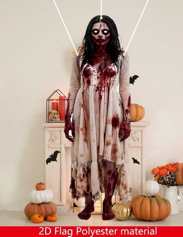 1pc Oversized Hanging Zombie Woman Halloween Decoration Horror Door Curtain Prop