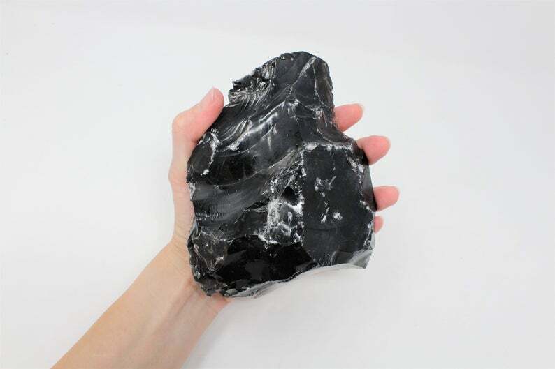 Black Obsidian Stone Rough Raw Chunk, High Grade A Quality - Healing Crystals Black Obsidian Stone Rough Raw Chunk, High Grade A Quality - Healing Crystals