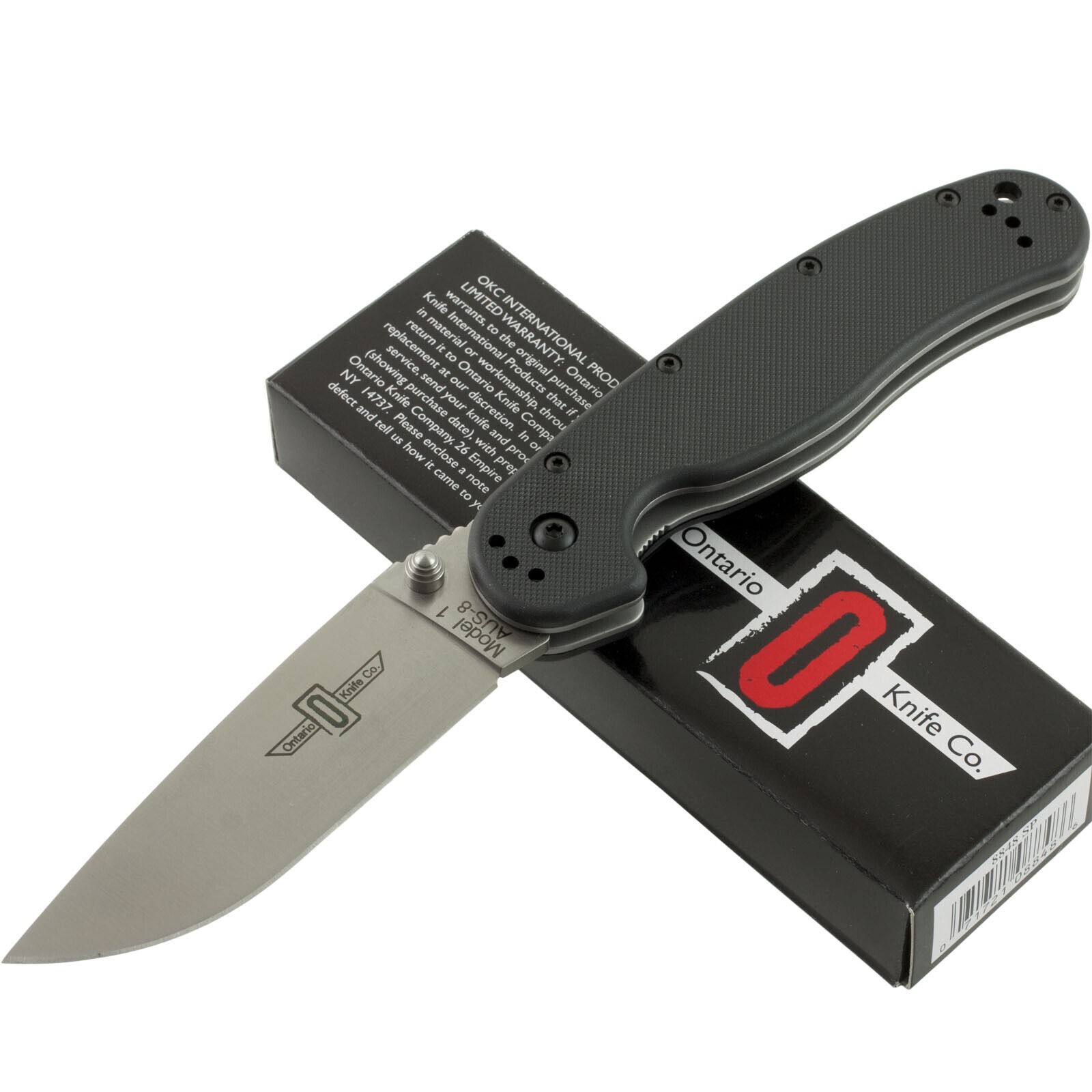 Ontario Rat 1 Black G10 Tactical Hunting Pocket Folding Knife AUS-8 Blade Knives
