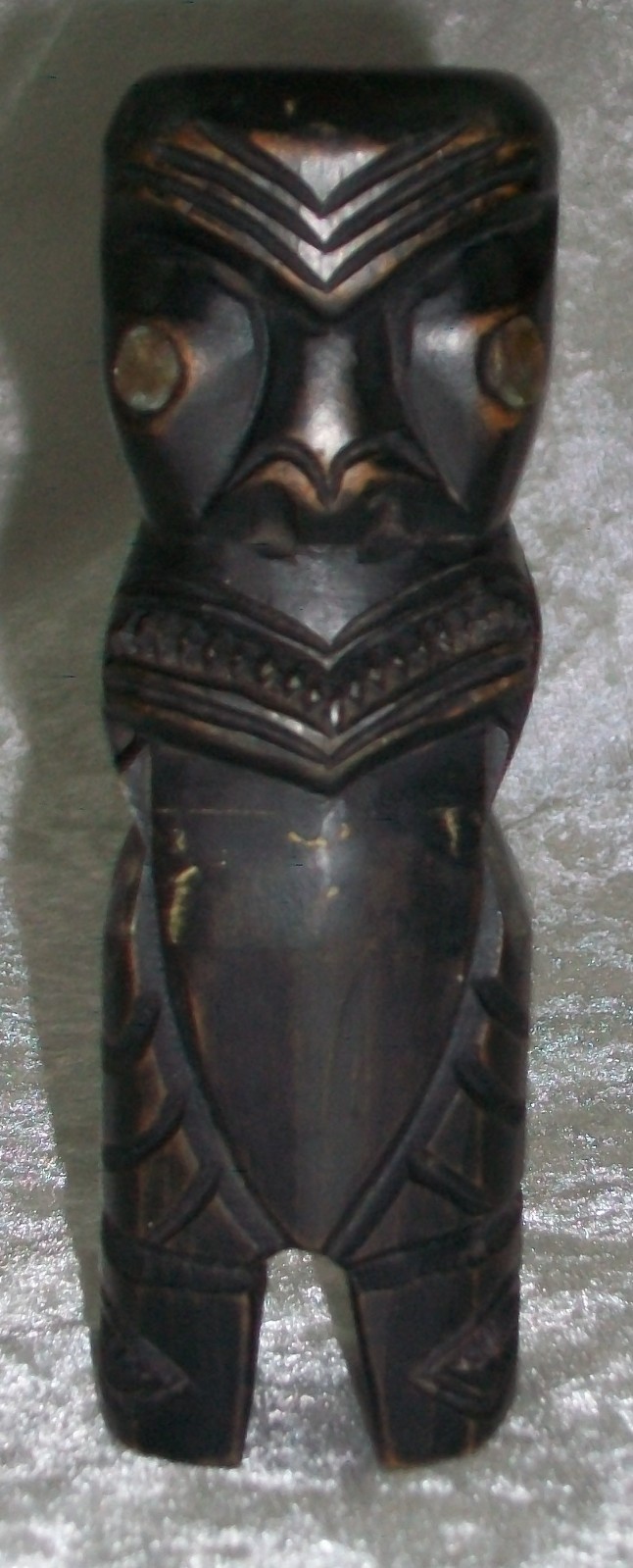 Vintage Polynesian Hand Carved Wood Maori Tiki Figurine Abalone Paua Shell Eyes Vintage Polynesian Hand Carved Wood Maori Tiki Figurine Abalone Paua Shell Eyes